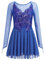 FYMNSI Damen Tanzkleid Eiskunstlauf Kleid Langarm K�rkleid Rollkunstlauf Wettbewerb Tanzanzug mit Pailletten Blumen Mesh Chiffon Rock Ballettkleid Gymnastik Leotard Turnanzug Tanzkost�m K�nigsblau M