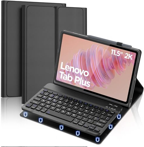 FOGARI Lenovo Tab Plus 11.5 inch Tablet Keyboard Case, Keyboard for Lenovo Tab Plus 2024 Case, Detachable Bluetooth UK Layout, Black