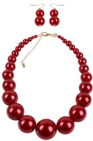 OAOSDH 1 Perlenkette Und 1 Paar Ohrringe, Einfacher Retro -Schmuck, Perlenschmuck Im Nachahmung, Kleidungszubehör.