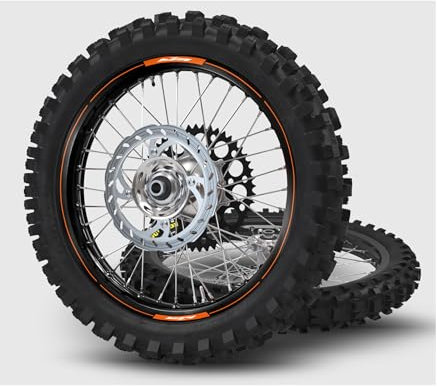 Kit Adesivi Cerchi Compatibili con KTM SX SXF EXC EXC-F Grafiche per Ruote da 18 19 21 Pollici Motocross Enduro Tutti gli Anni e Cilindrate (Lucido)