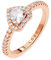 NHYHEHMR Bague Diamant en Fme de Coeur en 925, Bague Coeur Brillant Pour Femme rose, 52MM