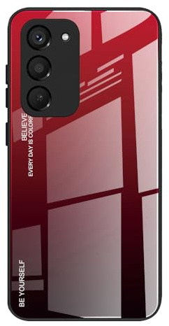 DEDUX Hülle für Xiaomi Redmi 15 5G Handyhülle, Hülle Farbverlauf Glas und TPU Schutzhülle Case Cover für Xiaomi Redmi 15 5G (Rot/Schwarz)