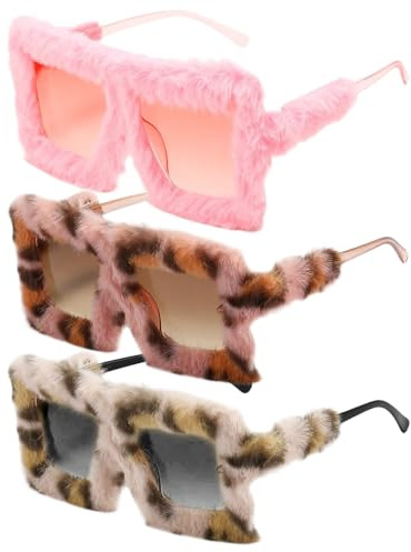 MLPKOI 3 Stück Übergroße Plüsch Sonnenbrille, Lustige Sonnenbrille Damen, Lustige Leopard Muster Party-Brille, Modische Und Personalisierte Brille, Funny Sunglasses, Für Geburtstagsfeier Fotoshooting