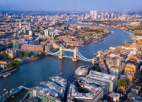 London 500 Piece Jigsaw Puzzles for Adults | Large Poster Included, Dust-Free, Finished Size 49×35cm, No Back Letters Hints, Family Indoor Activity