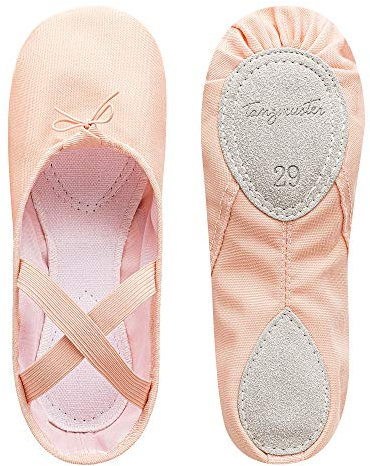 tanzmuster Ballettschuhe Mädchen - Charlie - Geteilte Ledersohle - rosa-apricot Größe 33- Ballettschläppchen für Kinder - rosa Tanzschuhe fürs Ballett