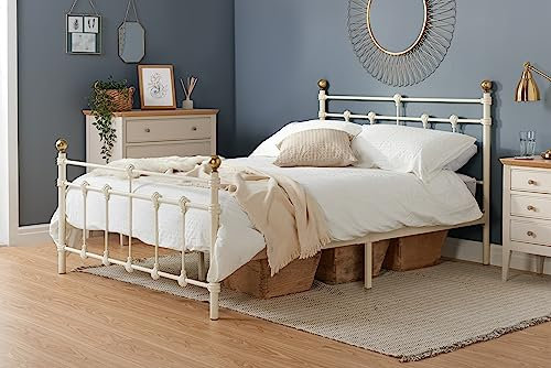 Birlea Atlas Bed - Metal, Cream, Double