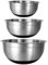 Buckingham Designer Set of 3 Stainless Steel Salad Mixing Bowls Silicon Base, Silver Black, 16919