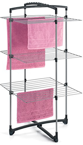 Metaltex 25 m Fortino 3-Tier Folding Laundry Tower Airer Dryer, Silver