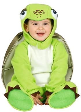 FIESTAS GUIRCA | Baby Tortoise Fancy Dress Costume - Shell, Hood, Jumpsuit and Feet - Animal Costumes for Halloween, Carnival and Fancy Dress Parties - Ideal for Unisex Babies