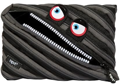 ZIPIT Wildlings Federmäppchen für Jungen | Extra Großes Mäppchen für die Schule | Monster Etui für Kinder | Federmappe Schwarz