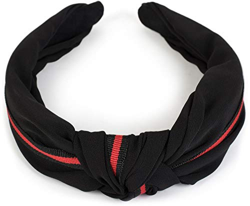 styleBREAKER Damen Haarreif Zierstreifen Knoten Retro, Schwarz | Kunststoffkern mit weichem Stoffüberzug, 3,5 cm breit, drückt nicht, dehnbar für 40-58 cm Kopfumfang.