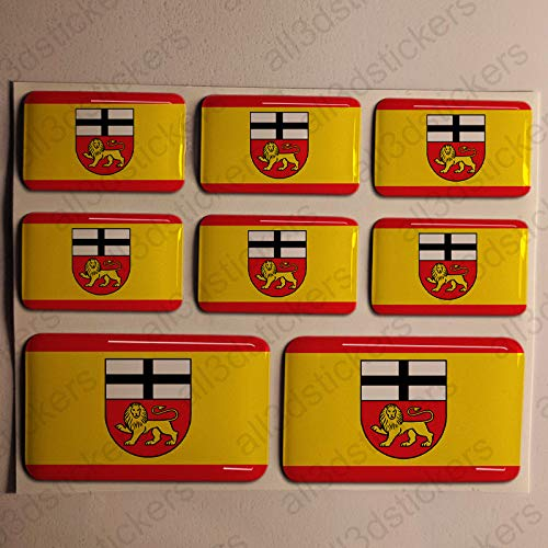 All3DStickers Aufkleber Bonn Deutschland Flagge 8 x Flaggen von Bonn Deutschland Rechteckig 3D Kfz-Aufkleber Gedomt Fahne
