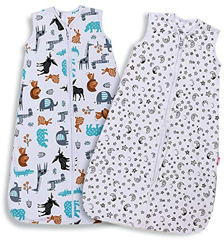 Lictin Baby Sleep Sack 0.5 Tog - 2 Pack Toddler Sleeping Sack 18-36 Months, Summer Baby Sleeping Bag, Sleeveless Baby Wearable Blanket with Adjustable Length and 2-Way Zipper