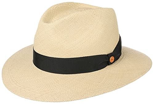 Mayser Tarbes Panamahut Strohhut Sommerhut Sonnenhut Panamastrohhut Herren - Made in The EU mit Ripsband, Ripsband Sommer Frühling-Sommer - 58 cm Natur