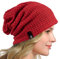 HISSHE Frauen Slouch Beanie Strickmützen Baskenmütze Skullcap Lange Baggy Winter Sommer Hüte B08w (Solide Rot)
