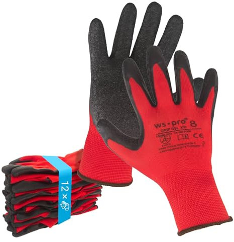 Trevendo Arbeitshandschuhe - WS-Pro Grip RSL - EN 388 - Montagehandschuhe mit Latexbeschichtung, atmungsaktiv & griffig - ideal für Bau, Garten, Logistik - Mehrfachpack - Größe 7, 48 Paar