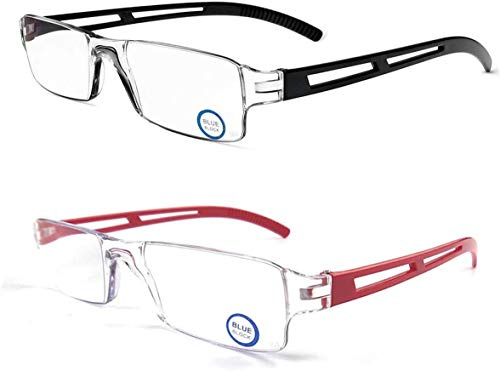 KoKoBin Lunettes de lecture sans cadre avec scintillement à lumière bleue pour homme et femme