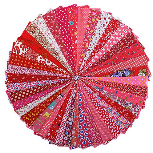 Asudaro 20x 30 cm Baumwollstoff Meterware Stoffe Stoffreste Stoffpaket für Patchwork 100% Baumwolle DIY Baumwolltuch mit vielfältiges Muster Handgefertigte Nähen Quilten Stoff 40 Stück Rot