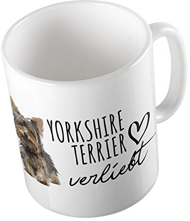 huuraa Tasse à café Yorkshire Terrier verliebt Welpe Tasse en céramique blanche 330 ml, cadeau pour amis et famille