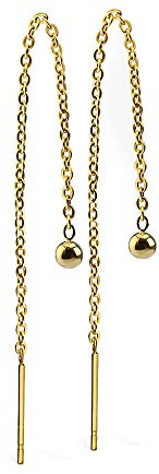 Treuheld® Goldene Ohrstecker mit Kette und Kugel aus Edelstahl