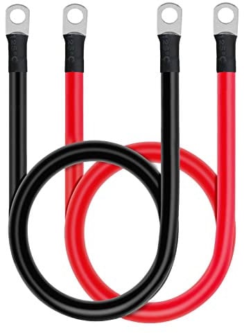 Ampper 8 AWG Battery Cable Set, 20 Inch Copper Power Inverter Cables with Terminals for Car, Vehicle, RV, Solar Application and More (5/16 Ring, 1 Set)