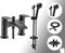 Trade In Post Bath Shower Mixer Tap & Shower Slider Rail Kit Matt Black Bathroom Taps