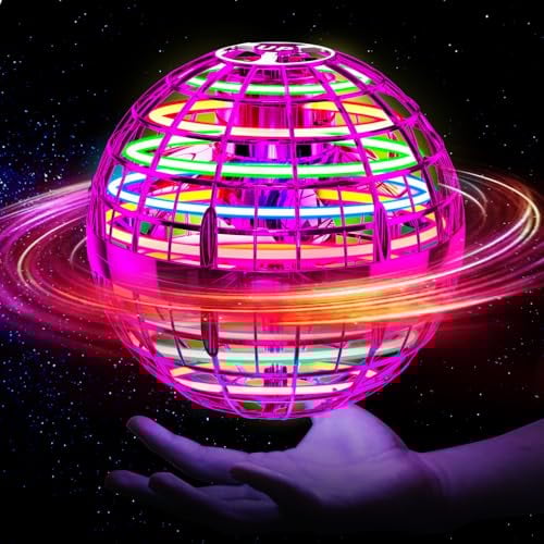 Ivtivfu Fliegender Ball (Rosa), Flying Spinner, Magic Hover Schwebe Ball, Magischer Ball, Zauberball, LED UFO Ball Toys, Bumerang, Spielzeug Drohne für Kinder ab 6, 8, 10, 12 Jahren