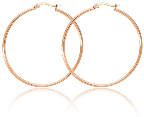 Musihy Stahl Creolen Für Damen Ohrringe Creolen Couple Geschenke Polierter Kreis Schwarz 20mm