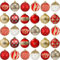 Set di decorazioni per albero di Natale,30 palline decorative in Rosso e Oro,per decorazioni per albero di Natale, feste di nozze