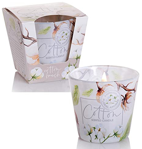 Dekohelden24 Duftkerze/Windlicht/Kerze im Glas - 2er Set/Duftrichtung Cotton, L/B/H 8 x 8 x 8 cm, 115g