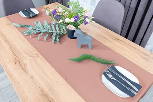NIBLO Tischdecke Tischläufer Tischtuch Tischwäsche Tischdekoration Tafeltuch (Lachsfarben, Tischläufer - 40 x 120 cm)