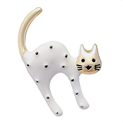 KONFEN Broches damen, Brosche Damen Weiß Katze, Tiere Damen Broschen Vintage, Kleidung Dekoration Schmuck Geschenk zum Hochzeitsgeburtstag Weihnachtstag für Freundin Mädchen