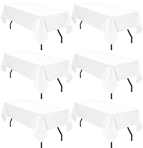 Pesonlook Lot de 6 nappes Blanches pour Tables rectangulaires de 2,4 m, Nappe rectangulaire de 153 x 320 cm, nappes en Polyester Lavable Anti-Rides pour réception de Mariage, Banquet