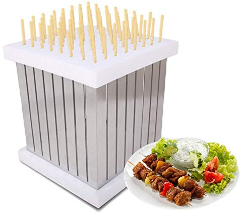 Kebab Maker Box 64 Trous en Acier Inoxydable À Usage Rapide Viande Brochette Machine Facile Barbecue Brochettes Maker BBQ Outil