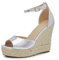 Scarpe Sandali Espadrillas da Donna con Platform Zeppa Corda Cinturino Fibbia X7M0096 Argento N.39