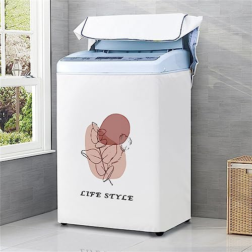 Odot Funda Lavadora de Carga Superior Funda, Planta de Geometría Lavadora Exterior Impermeable con Cremallera para Lavadora y Secadora de Carga Superior (Morandi,M(5.6-6.5kg))