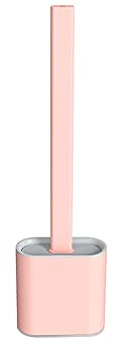 Toilet Brush Toilet Brush Holder Wall-mounted Silicone Toilet Bowl Brush Household Bathroom Toilet Cleaning Brush 360° No Dead Angle Brush Set Deep Cleaning (Color : Roze)