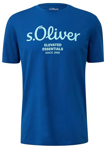 s.Oliver Herren T-Shirt – Regular Fit, Baumwolle, Crew Neck, Label-Print