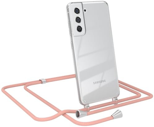 EAZY CASE - Chaîne pour téléphone Compatible avec Coque avec lanière de téléphone Galaxy S21 FE 5G, Coque en Silicone, chaîne élégante avec Coque pour Smartphone, Vieux Rose
