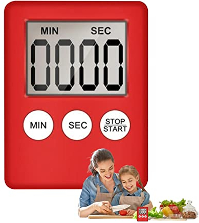 Joyivike Minuteur de Cuisine Numérique, Minuterie de Cuisson, Minuteur de Cuisine magnétique, Minuterie Numérique avec Fonction mémoire, Minuterie de Classe à Piles, Rouge