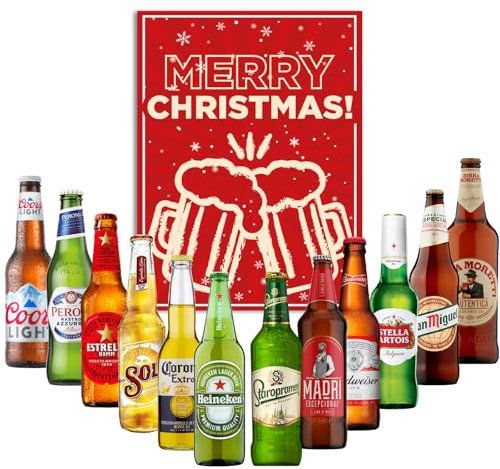 Beer Gifts for Men and Women - Includes Christmas Card - 12x330ml Bottles - World of Lager Beer Gift Set - Perfect Beer Selection Gifts by Liquid Vault