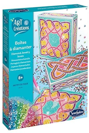 Sentosphère 3932500 Strassstein-Schatulle Muster, DIY Bastelset für Kinder und Erwachsene