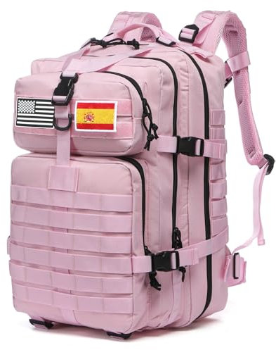 GUJOIN Mochila Tática 50 Litros con Sistema Molle - Gran Capacidad Militar Impermeable para Emergencias de 3 Días Caza Senderismo y Acampadas - Mochila para Actividades al Aire Libre (Rosa)