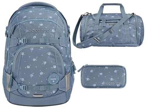 coocazoo MATE Schulrucksack-Set 3tlg inkl. Sporttasche und Schlamperbox (Bloomy Daisy)