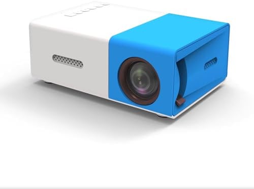 DFZHiuat Mini Projector YG300 Portable Projector LED Mini Multimedia Full HD 1080P Home Theater Movie Projector Compatible Smartphone Tablet TV Stick DVD HDMI USB,Outdoor Movie Projector Blue White