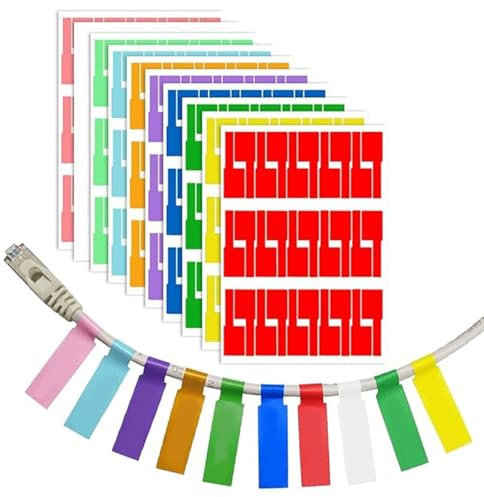 300PCS Etiquetas para Cables,Etiquetas Cables,Etiquetas Adhesivas Juego de Etiquetas para Cables Impermeables, Etiquetas con Nombre de Cable,Impermeable Resistente al Desgarro(10 colores)