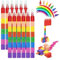 DealKits 12 Stück Stapelbare Wachsmalstifte, 8 Farben Baustein Buntstifte, Sicherheit und Ungiftig Regenbogen Stift ideal Kleine Geschenke als mitgebsel kindergeburtstag