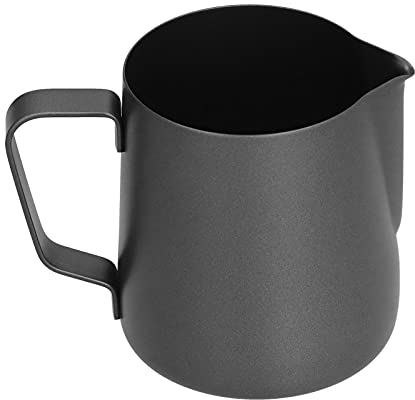 Milchkännchen, Milchaufschäumkrüge aus Edelstahl in Lebensmittelqualität, langlebig, einfach zu verwendender Milchdampfkännchen for Milch, Sahne, Wasser, Teigmischungen (Color : Nero)