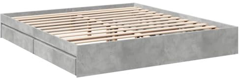 vidaXL Bettgestell, Bett mit Schubladen für Schlafzimmer, Bettrahmen mit Lattenrost, Schlafzimmerbett Doppelbett, Betongrau 180x200cm Holzwerkstoff