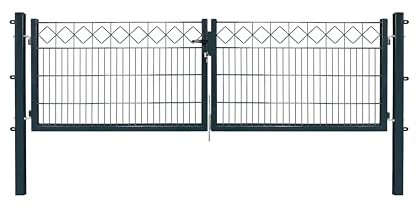 Dekor Doppeltore EXCLUSIVE in den Ausführungen Karo & Ring für Stabmattenzäune - Drahtstärke: 6/5/6 mm - mit Zierornamenten (KARO, Anthrazit, B 300 x H 80 cm)